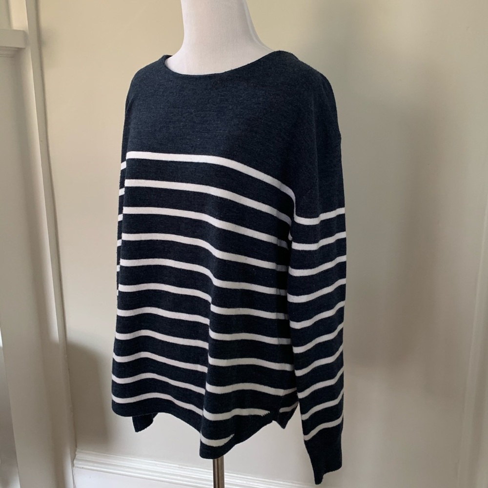 French Connection Sweater Navy + White Stripe